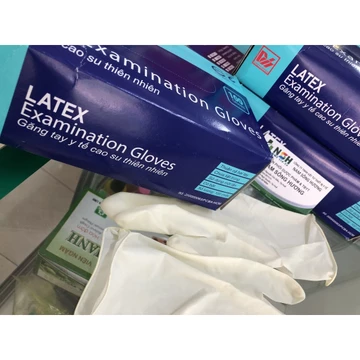 ❤️HỘP 50 ĐÔI GĂNG TAY Y TẾ GĂNG TAY CAO SU LATEX Y TẾ CÓ BỘT KHÁM BỆNH SIZE XS S M L DUY HÀNG
