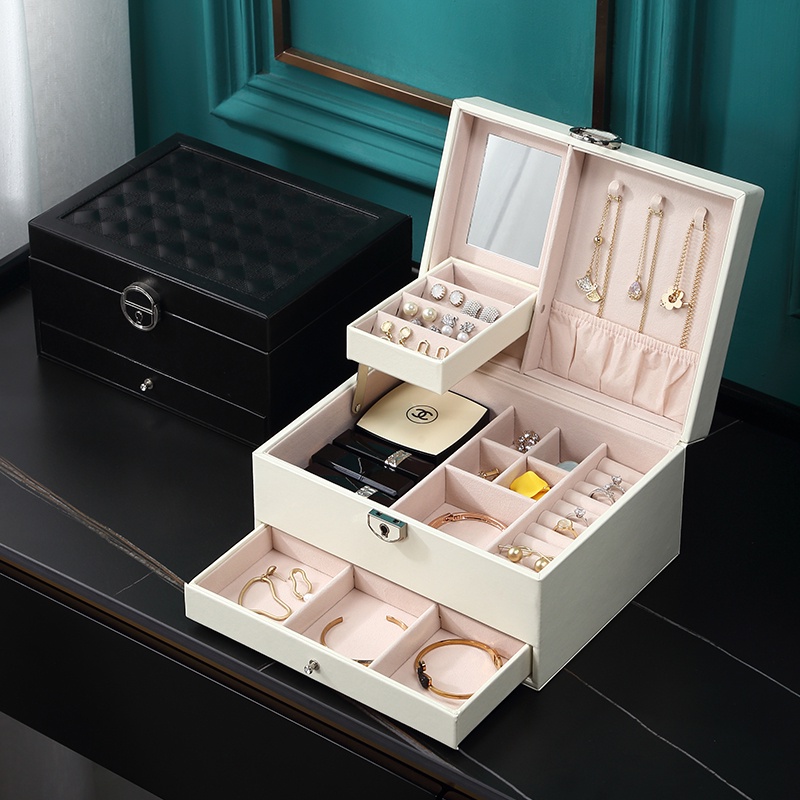 Hộp đựng đồ trang sức CASEGRACE nhiều ngăn bằng da PU cao cấp tiện dụng