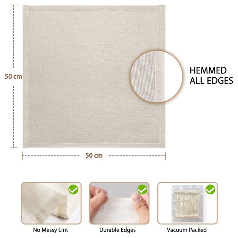 3 Vải muslin cotton phô mai nguyên chất dùng nấu ăn 50x50cm