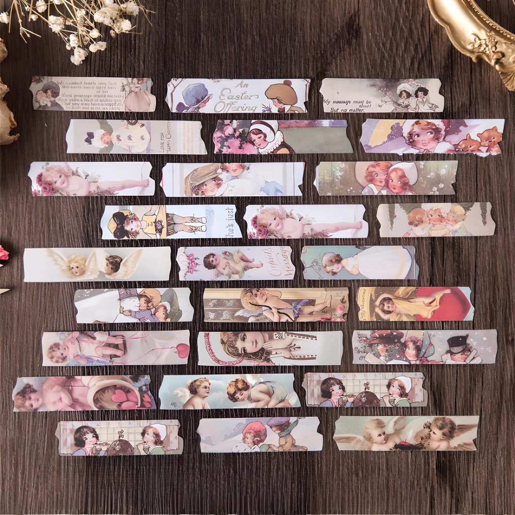 Giấy nền sticker vintage ghi chú đánh dấu trang set 50 tờ seri mảnh vỡ sáng tạo retro HD227-K61