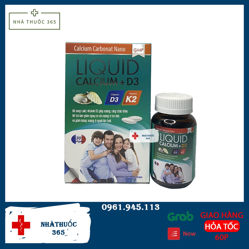 Viên Uống LIQUID Calcium D3 Bổ xung calci Vitamin D3 Chắc khỏe xương lọ ...