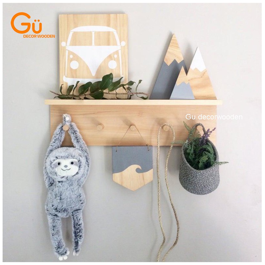 Kệ gỗ treo tường, kệ trang trí GU DECOR WOODEN , Gía gỗ Decor ...