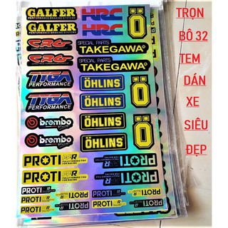 💥 TEM DÁN XE TRỌN BỘ 32 TEM MẠ Crom 7 MÀU LOGO - ĐỒ CHƠI XE MÁY💥