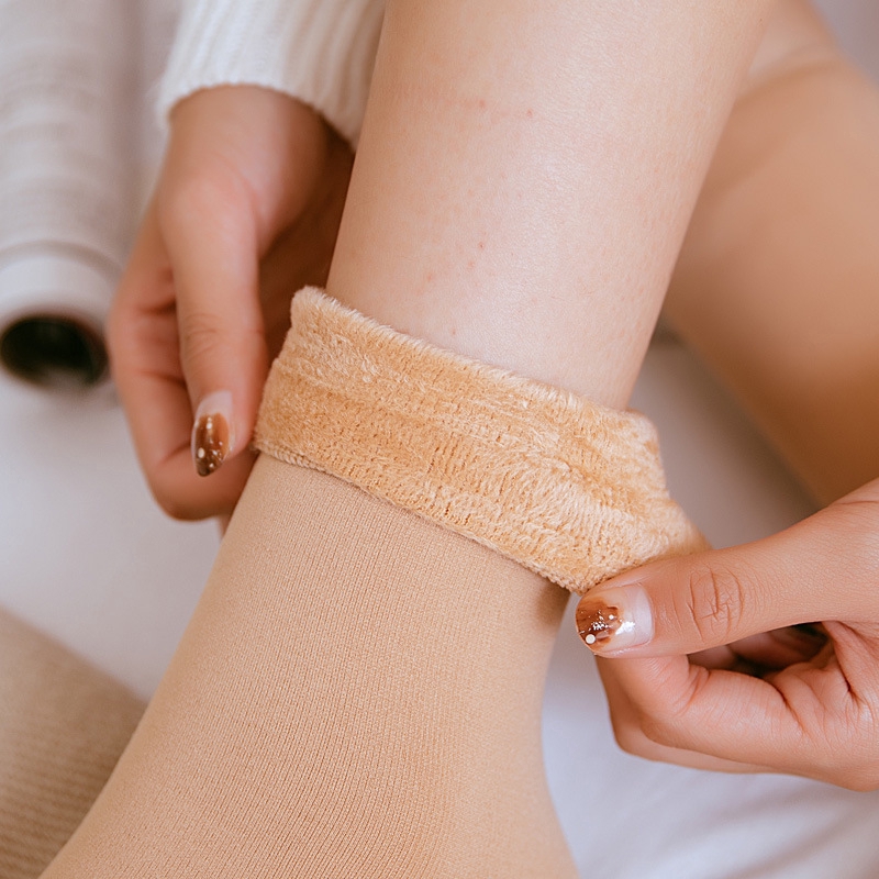 Ấm Mùa Đông Nữ Dày Len Cashmere Tất Tuyết, Giày Nhung Liền Mạch Vớ Ngủ Sàn