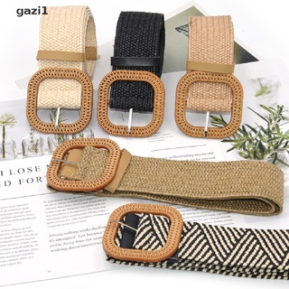 Thắt lưng đan rơm co giãn khóa vuông phong cách Boho cổ điển thời trang mùa hè dành cho nữ Gzi1