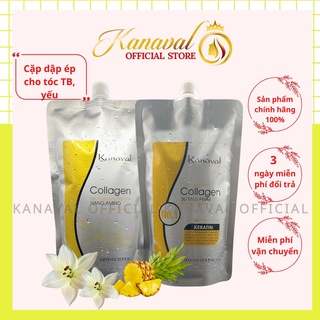 Thuốc duỗi tóc, cặp thuốc ép tóc kanaval Professional làm thẳng suôn mượt dành cho tóc yếu,trung bình và khỏe túi 1000ml