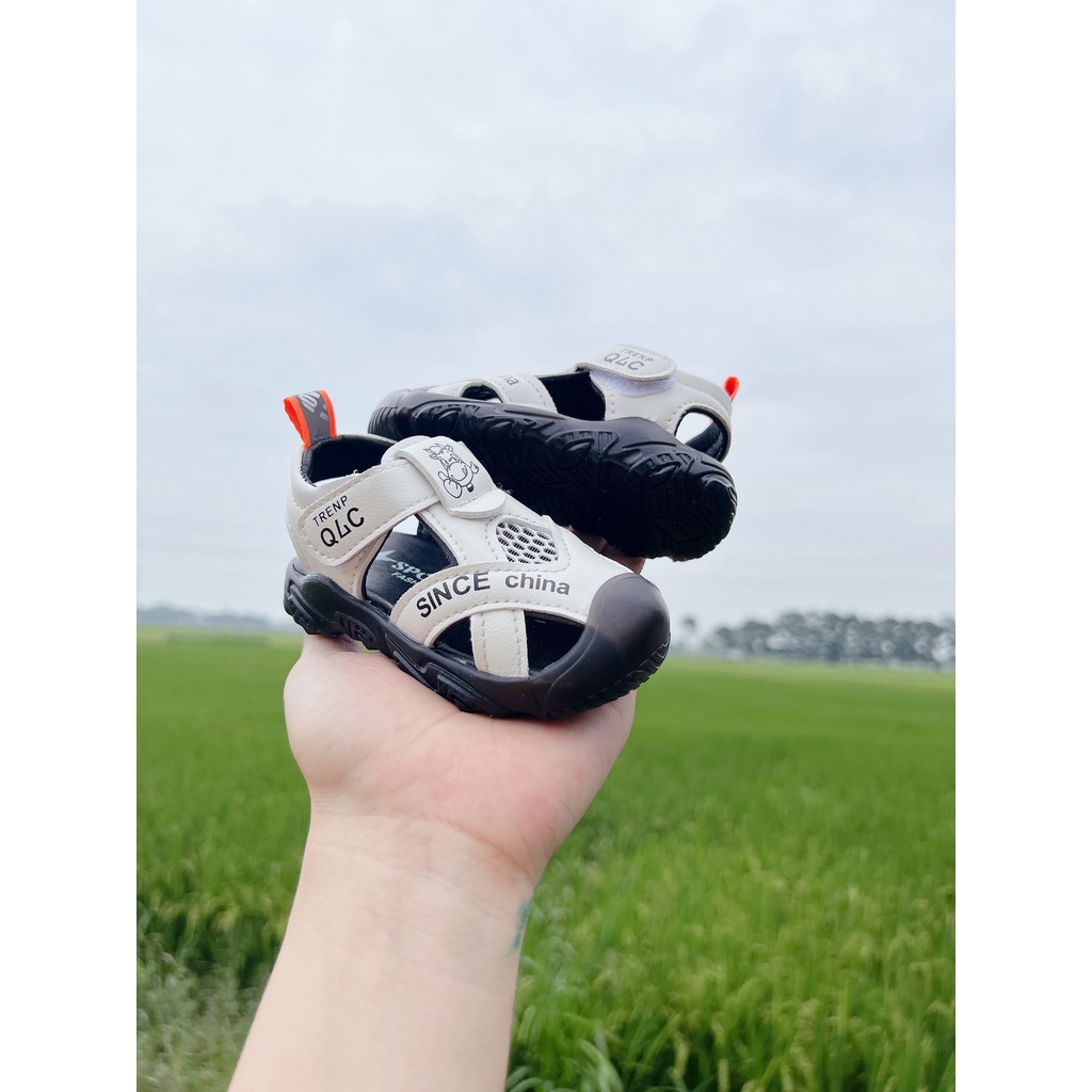 sandal bé trai - dép rọ tập đi cho bé chống vấp bảo vệ chân da mềm 6m đến 5 tuổi có quai dán 303 ( ảnh thật )