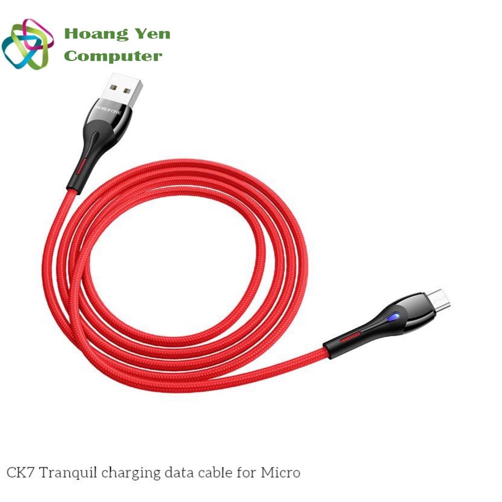 Cáp Sạc MICRO USB Borofone CK7 Dài 1M Dây Dù Cho Android - BH 6 Tháng 1 đổi 1 (MÀU SẮC NGẪU NHIÊN) - Hoàng Yến Computer