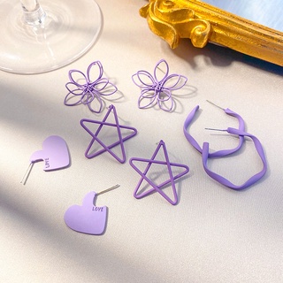 Khuyên tai nhiều kiểu dáng màu tím thời trang Hàn Quốc cá tính Chồi accessories