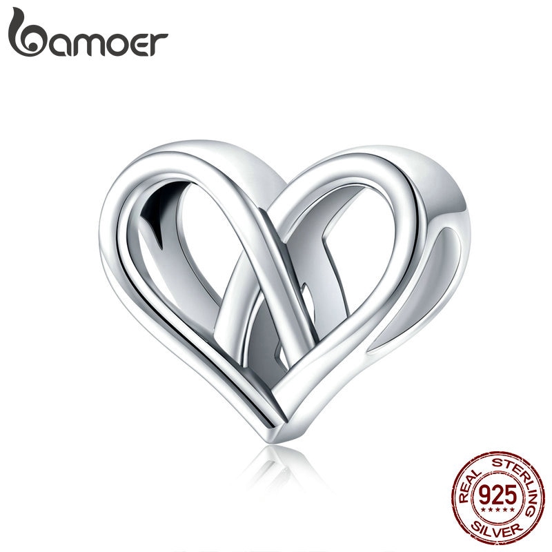 Hạt charm hình trái tim khoét rỗng Bamoer dùng trang trí đồ trang sức chuyên dụng