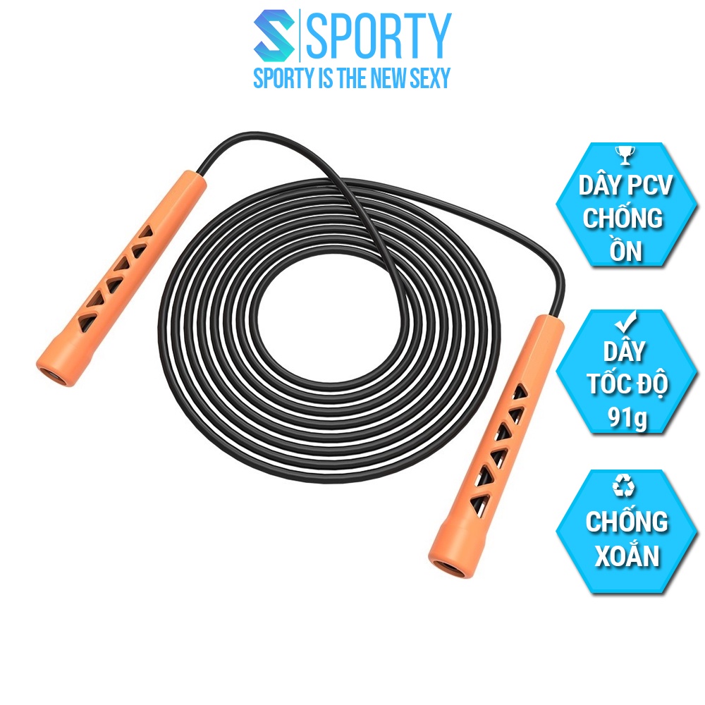 Dây nhảy tốc độ WARRIOR SPORTY, hỗ trợ tập thể lực, thể dục, giảm cân có thể điều chỉnh độ dài