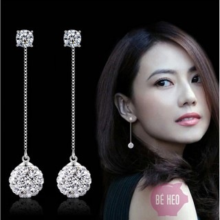 ☀ Bông tai dài Trái châu đá nhân tạo 2 trong 1