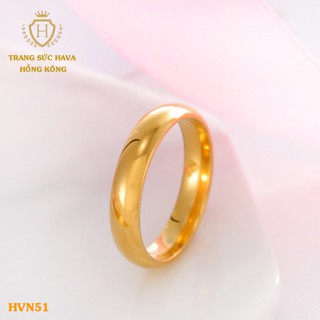 Nhẫn Cưới 2 Chỉ Cổ Điển, Nhẫn Nữ, Nhẫn Nam Xi Mạ Vàng Non Cao Cấp - Trang Sức Hava Hong Kong - HVN51
