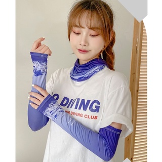 Combo Găng tay dài và vải che mặt cotton mát cao cấp dành cho nam nữ chống tia UV lái xe, đi phượt