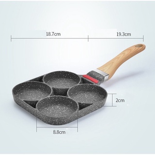 Chảo Chiên Trứng 4 Ngăn Vân Đá Chống Dính Đa Năng - Làm Bánh 4 Ngăn 4 Lỗ Tiện Dụng