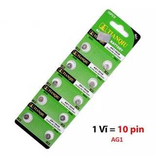 1 Vỉ 10 viên pin cúc áo AG1 dùng Cho Điều Khiển, Đồng Hồ, Đồ Chơi.......