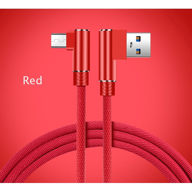 Dây cáp sạc nhanh và truyền dữ liệu Type-C Micro USB dài 1M góc 90 độ cho For iPhone OPPO Xiaomi