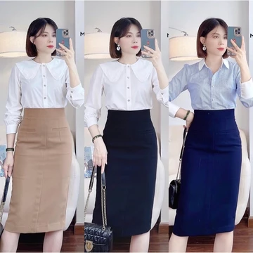 Chân Váy Bút Chì Lưng Cao Túi Bổ Cơi, Chân Váy Bút Chì Dáng Dài, mã CV21