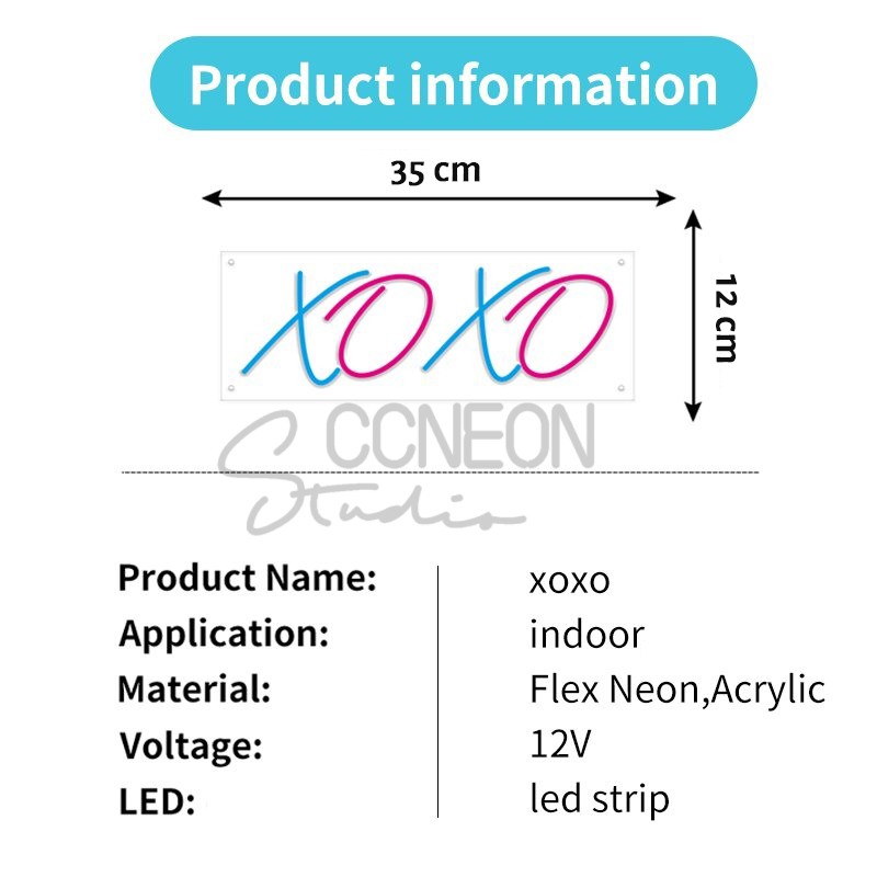 Đèn Trang Trí Led Neon Sign chữ XOXO
