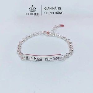 Lắc Bạc Ta Khắc Tên Theo Yêu Cầu Miễn Phí Cho Bé - Minh Canh Jewelry