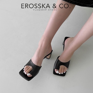 Dép cao gót Erosska mũi vuông kiểu dáng xỏ ngón cao 7cm màu nude - EB027
