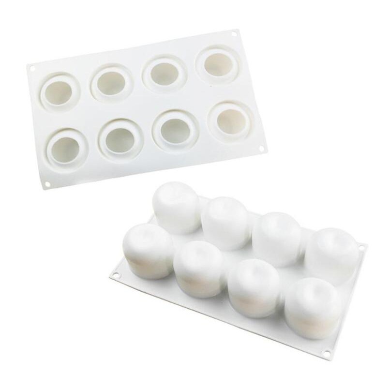 Khuôn Silicon Làm Bánh Mousse/Xà Phòng 8 Ngăn Hình Quả Táo