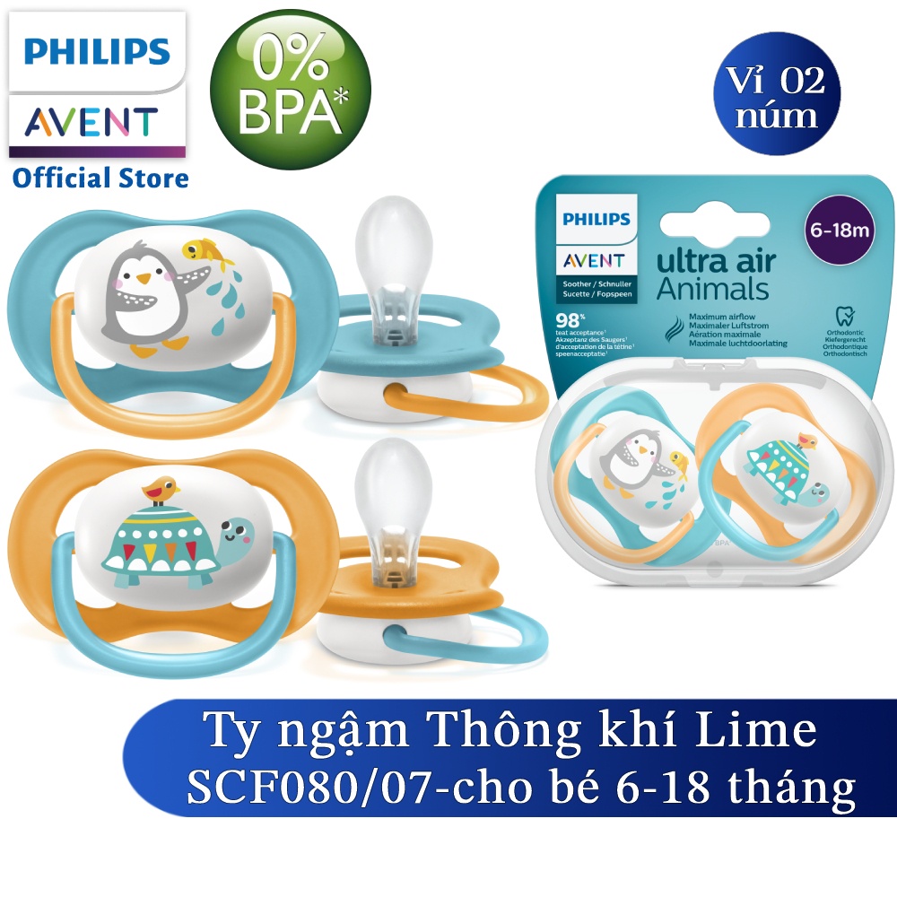 Ảnh Philips Avent núm ty ngậm thông khí 6-18 tháng, vỉ đôi SCF080/07 SCF080/08 2
