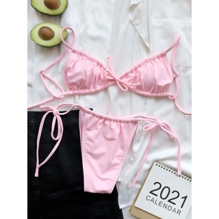 Bộ Đồ Bơi Bikini Hai Mảnh Màu Sắc Kẹo Ngọt Có Thể Gập Lại Dành Cho Nữ