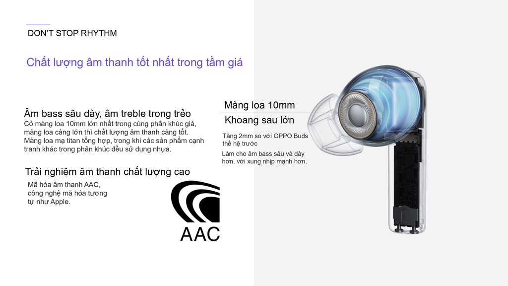 Mô tả Tai nghe Bluetooth Không Dây OPPO Enco Buds 2 | Âm Bass mạnh mẽ | Pin 28H | Khử ồn cuộc gọi AI - Hàng Chính Hãng - 7