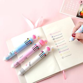 Bút bi bấm 12 màu thiết kế hoạt hình sáng tạo dễ thương bằng silicon dành cho học sinh