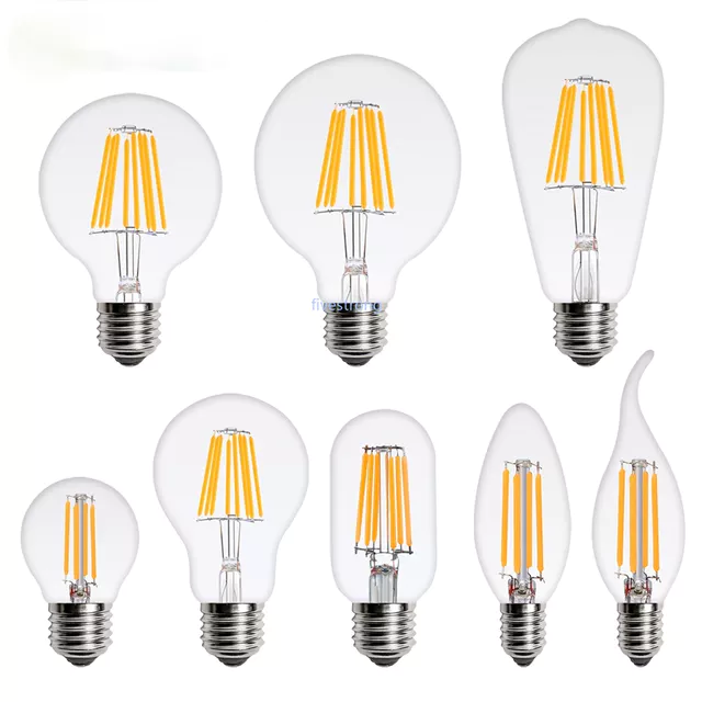 Bóng Đèn LED E27 E14 4W 6W 8W 220V Đèn Retro Vintage Đèn Nến Hình Cầu LED Dây Tóc Bóng Đèn Bombillas LED Edison Bóng Đèn Chải Đuôi Bóng Đèn Bóng Rồng