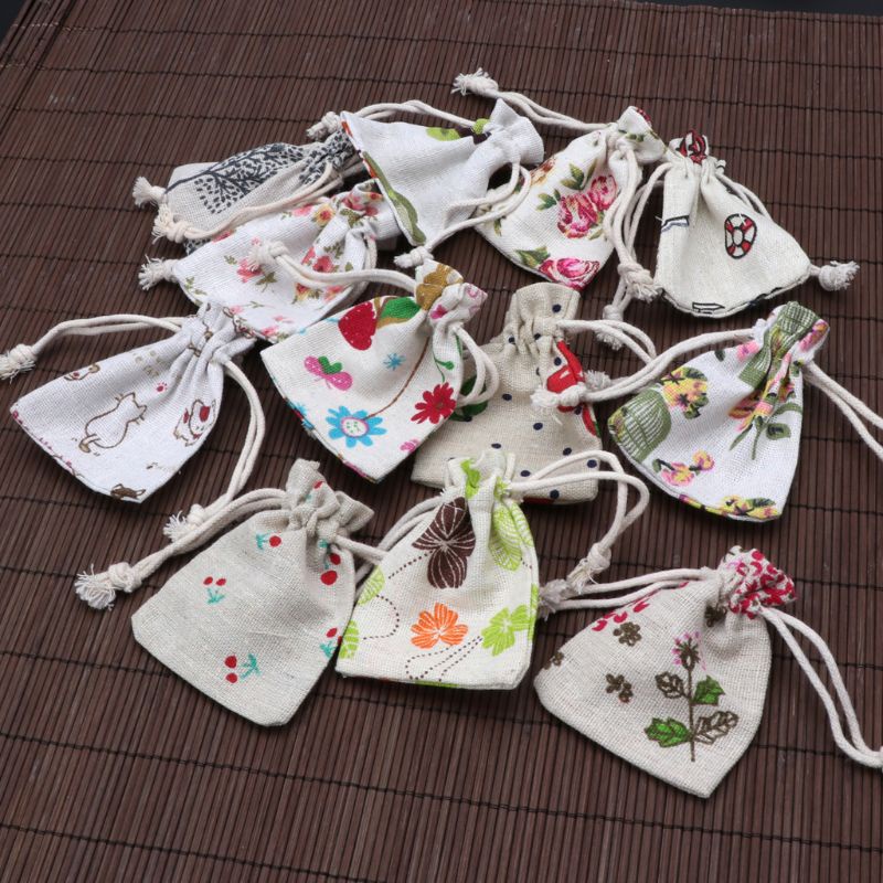 Túi dây rút cotton linen đựng quà tặng / trang sức