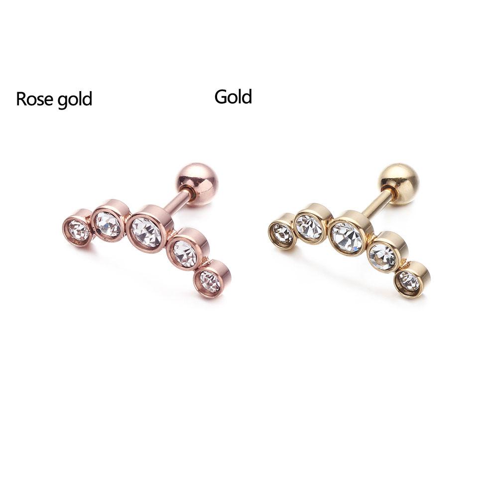 TRACEYILLOIAN 1 Chiếc Bông Tai Punk Rock Thép Không Gỉ Thanh Pha Lê Đá Quý Opal Trang Sức Cơ Thể