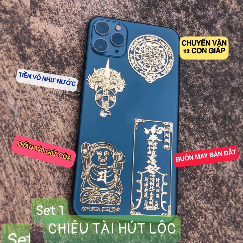 COMBO 4 Miếng Dán Điện Thoại Tài Lộc Phù Hợp Dán Tất Cả Các Dòng Điện Thoại Đẹp Lung Linh
