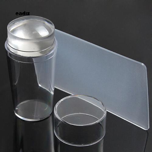 Con dấu in móng tay - đầu in nail silicone tạo phen đầu móng loại 1 trong suốt, chất mềm chuyên dụng(tặng kèm tấm gạt)