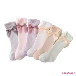 ♬Mg♪- Vớ trẻ em, tất Cotton nơ, tất ống dài thoáng khí, cho bé gái 0-3 tuổi