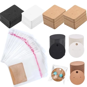 Bộ 50 Thẻ Vuông Rỗng Bằng Giấy Kraft Dùng Trưng Bày Trang Sức Vòng Cổ / Bảng Treo Trang Sức Kiểu Retro