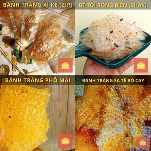 SET 20 BỊCH BÁNH TRÁNG 4 LOẠI TỰ CHỌN: MUỐI TỎI XIKE, PHÔ MAI, RONG BIỂN, SATE BÒ CAY