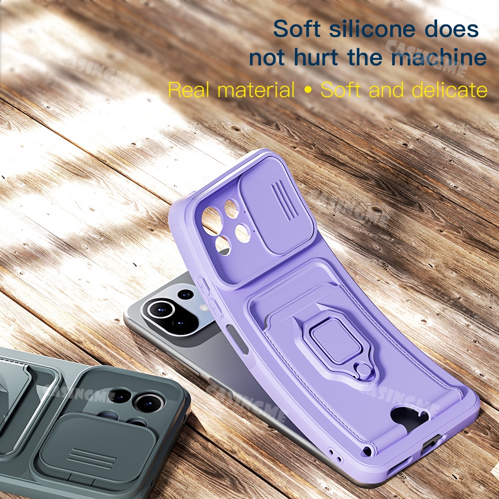 Ốp Điện Thoại TPU Silicon Mềm Chống Sốc Có Ngăn Đựng Thẻ Bảo Vệ Camera Cho Xiaomi Mi 11 Lite 5G 11T Pro 11 Lite 5G NE