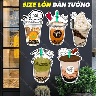 Sticker hình dán trà sữa ???????????????????????????????????? trang trí quán cà phê ...