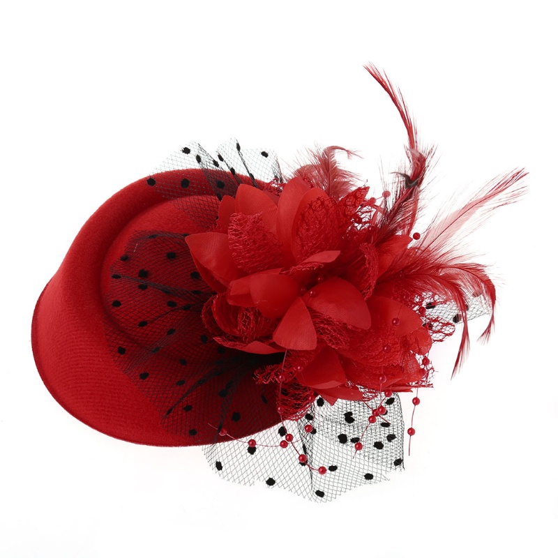 Fascinator Hats Headband Womens Feather Flower Brides Hair Accessories Wedding