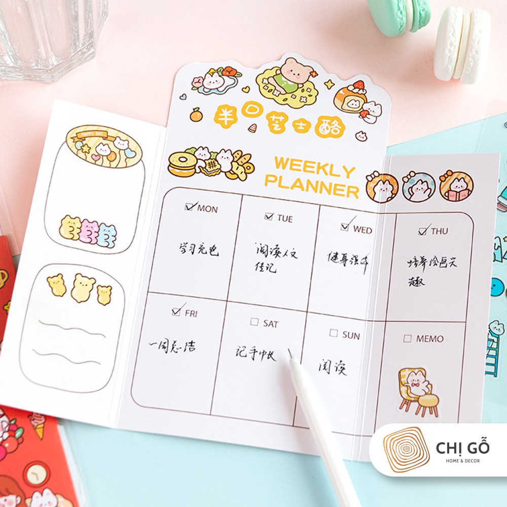 SET 10 tờ sticker PVC + Washi Trang trí sổ tay Bullet Journal DIY ...