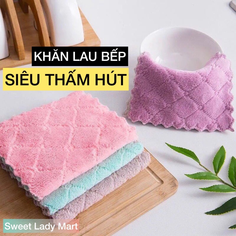 Khăn Lau Bếp 2 Mặt Đa Năng Dày Dặn Siêu Thấm - Lau Bát Đĩa, Bàn Ghế