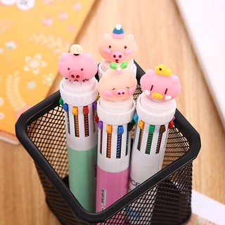 3 Bút Bì Bấm 10 Ngòi Kèm Hình Heo Xinh Mọc Đồ Trên Đầu - Giá Sỉ Rẻ Nhất - Thỏ Hồng VPP