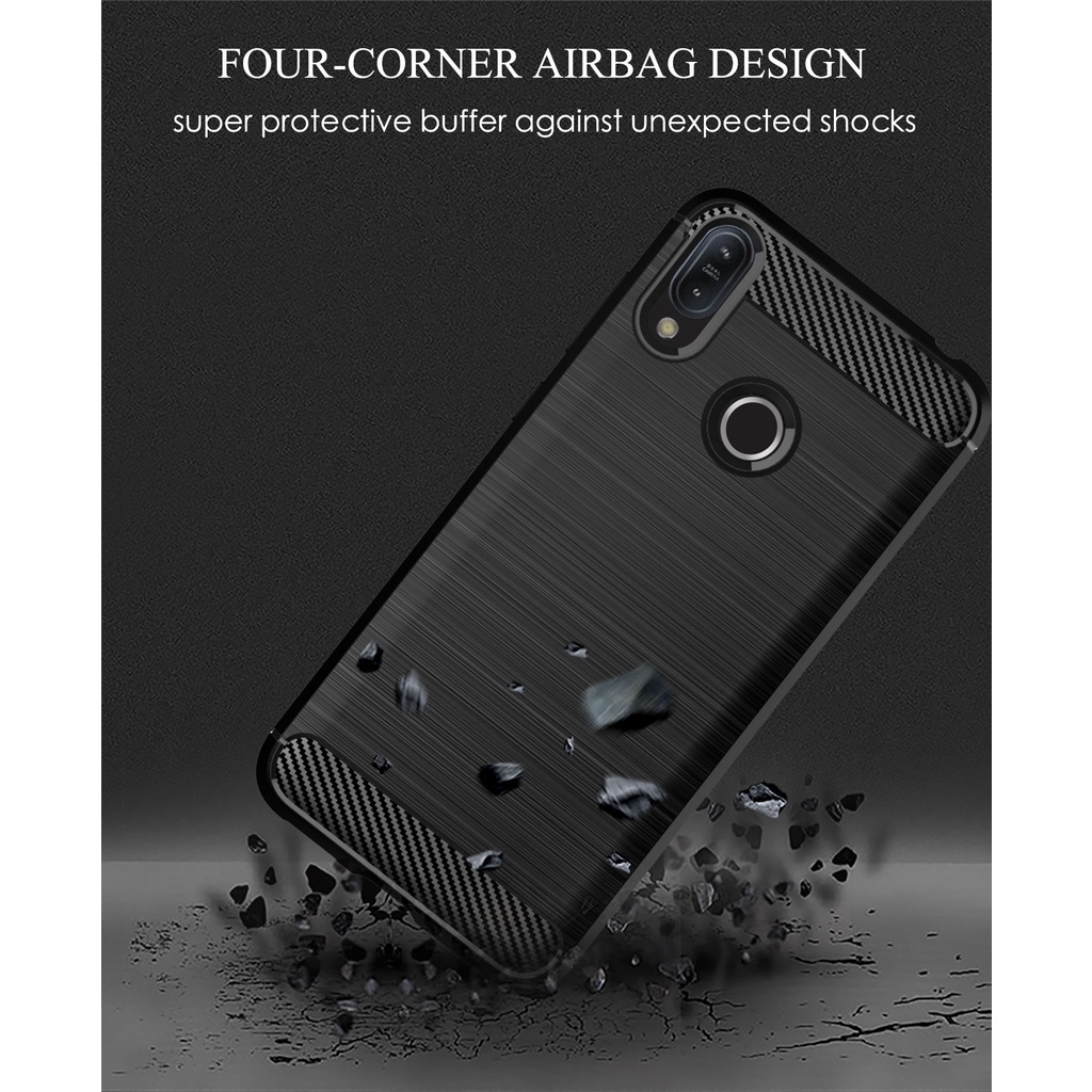Sọc chải sợi Carbon ASUS Zenfone Max M2 ZB633KL X01AD Vỏ điện thoại tpu silicon mềm Vỏ bảo vệ chống sốc