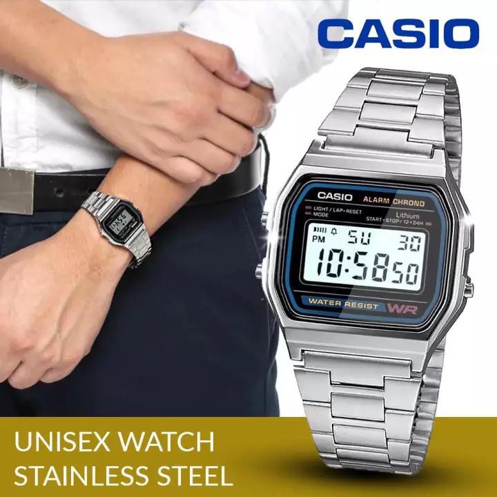 Ảnh Đồng hồ nam dây kim loại CASIO A158WA-1DF chính hãng 2