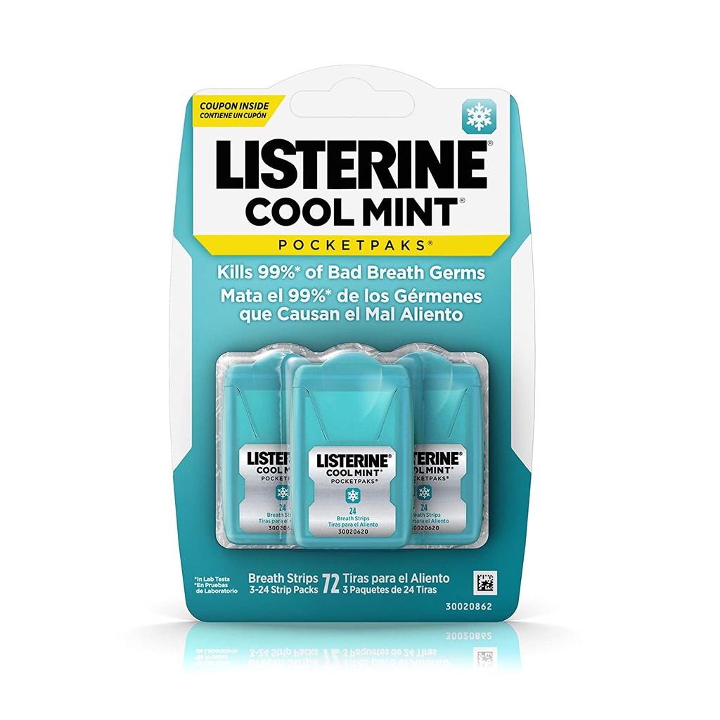 Xịt và ngậm thơm miệng  Listerin Cool Mint (7.7ml) Hàng Mỹ - Khử mùi, diệt khuẩn, hơi thở thơm mát