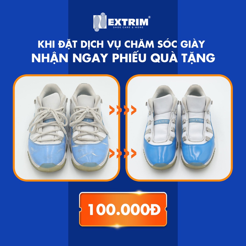 HCM [E-voucher] - Phiếu quà tặng 100K áp dụng khi đặt dịch vụ từ 800K tại EXTRIM - Vệ sinh giày tốt nhất