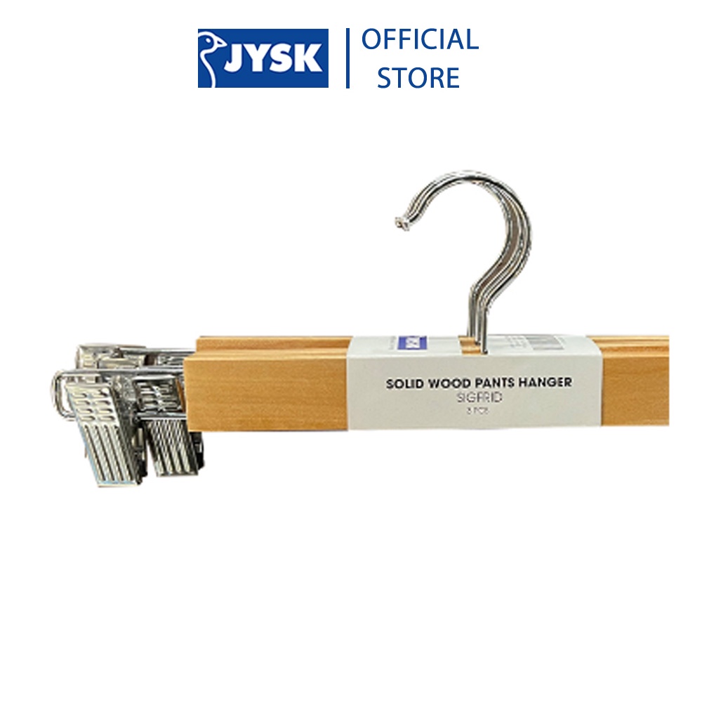 Ảnh Bộ 3 móc kẹp quần váy | JYSK Sigfrid | gỗ tự nhiên | R33xD1.2xC12cm 1