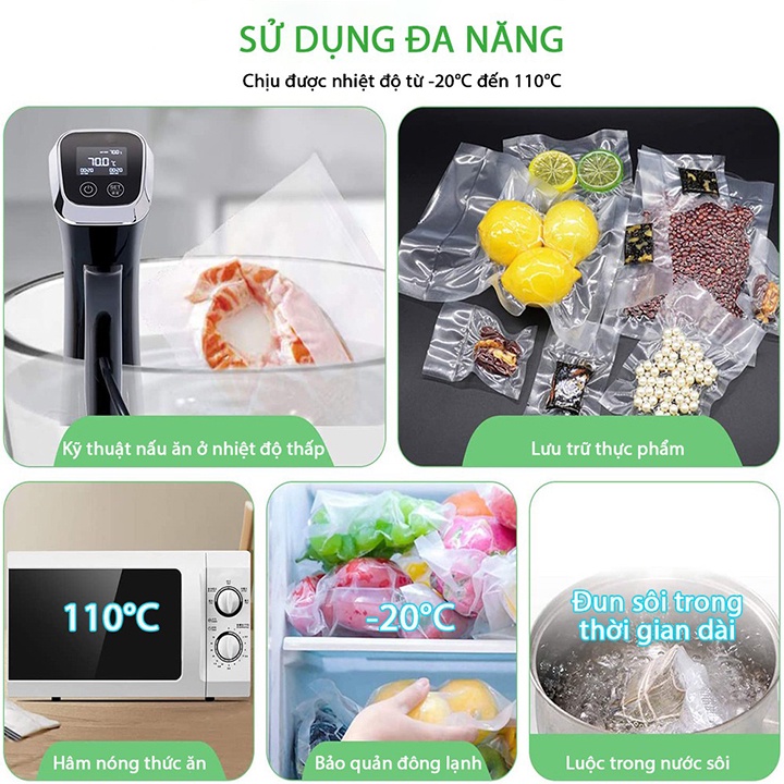 ❤️FREESHIP❤️túi hút chân không một mặt nhám nhiều kích thước - cuộn dài 5m hoặc combo túi lẻ